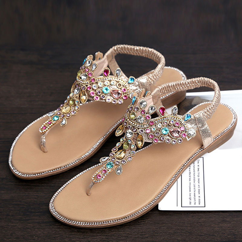 Women Colorful Rhinestone Flat Sandals Open Toe Instep Beach Casual Sandals H9, Beige
Women Colorful Rhinestone Flat Sandals Open Toe Instep Beach Casual Sandals H9, Beige