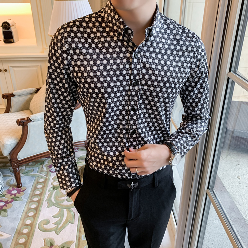 Casual Shirts Men 2020 Designer Shirt Men Dress Shirt Dot Printing Retro Brand Stylish Long Sleeve Lapel Neck Streetwear Tops, 89
Casual Shirts Men 2020 Designer Shirt Men Dress Shirt Dot Printing Retro Brand Stylish Long Sleeve Lapel Neck Streetwear Tops, 89