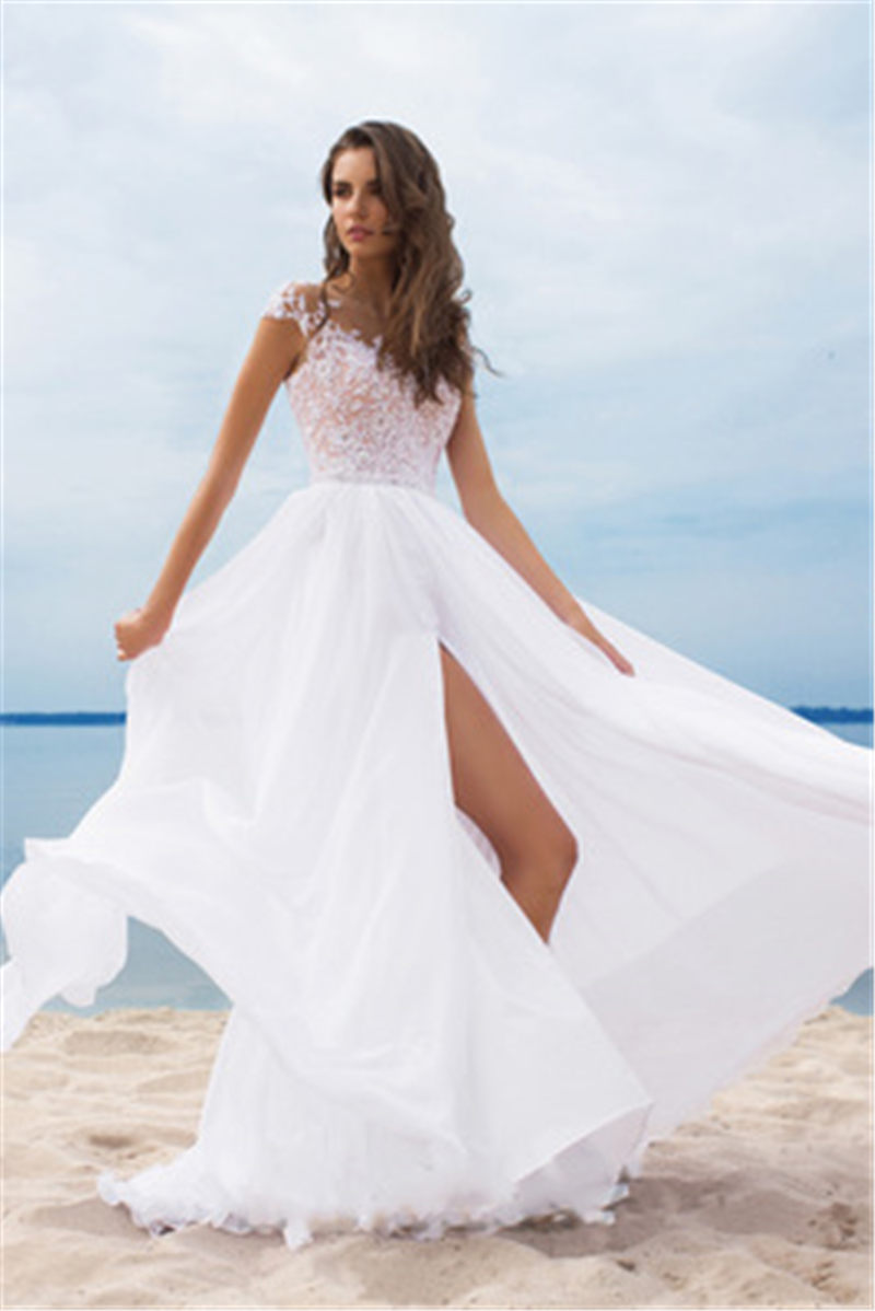 Romantic Beach Lace Wedding Dress 2020 Robe de Mariee Sexy High Split Illusion Wedding Gowns Vestido De Noiva, Picture color
Romantic Beach Lace Wedding Dress 2020 Robe de Mariee Sexy High Split Illusion Wedding Gowns Vestido De Noiva, Picture color