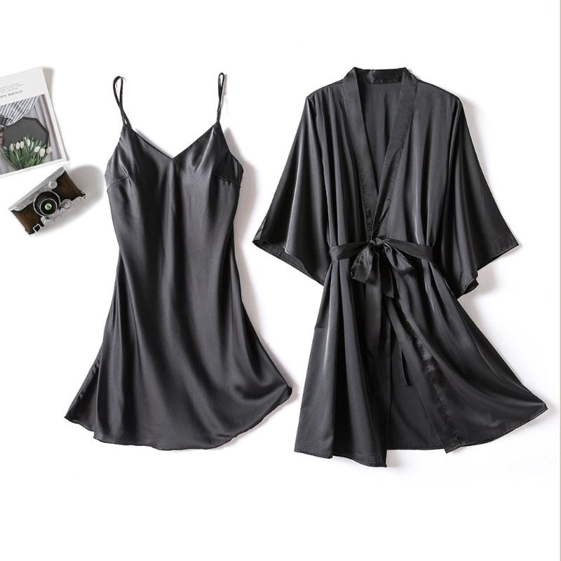 Satin Silk Pajamas Women Set Nightdress Lingerie Robes Underwear Sleepwear Solid Sexy Robe Dress Nightwear Homewear Pyjamas Sets, Black
Satin Silk Pajamas Women Set Nightdress Lingerie Robes Underwear Sleepwear Solid Sexy Robe Dress Nightwear Homewear Pyjamas Sets, Black