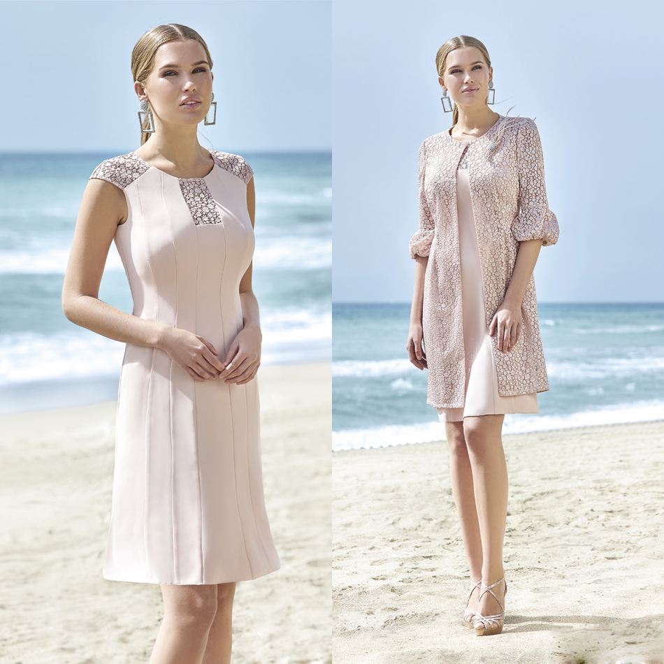 Champagne Mother of the Bride Dresses With Jacket Elegant Knee Length Lace Appliqued Prom Gowns Custom Made Newest 2021 Wedding Guest Dress