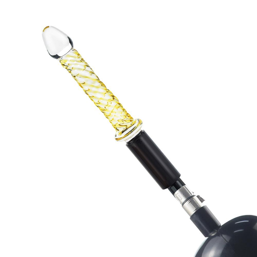 Glass Dildo Crystal Dildo For Sex Machine,Machine Gun Adapter Sex Toy 3XLR Port Glass Material Anal Beads iKenmu Sex Shop Y200422