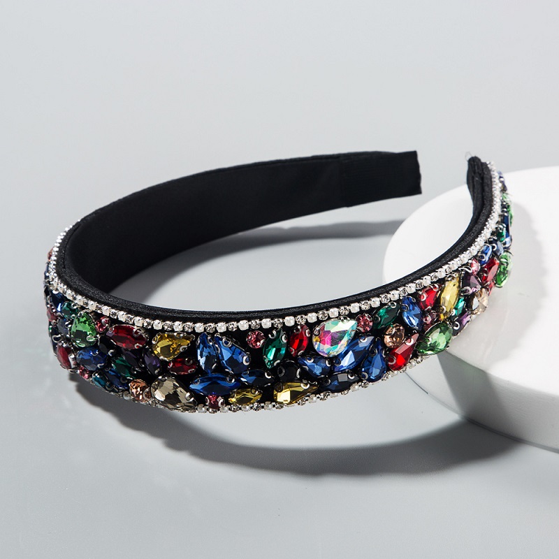 Ins Popular Rhinestone Headbands Baroque Hairband Crystal Wide Headband Fashion Temperament Headwear Wedding Hair Jewelry for Wome