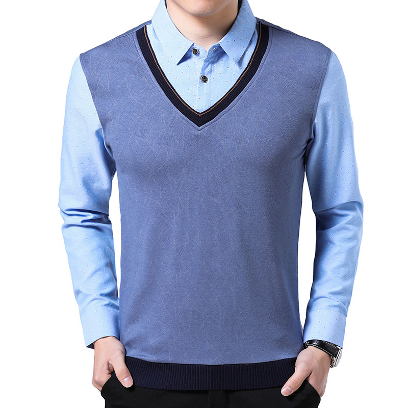 Turn-down Collar Old School False Two Men's Sweaters Regular fit Pullover Men Clothes 2020 Long Sleeve Chompas Para Hombre, Blue
Turn-down Collar Old School False Two Men's Sweaters Regular fit Pullover Men Clothes 2020 Long Sleeve Chompas Para Hombre, Blue