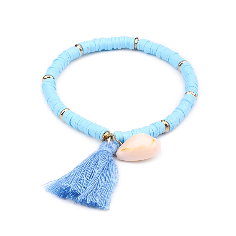 Handmade Jewelry Bracelets for Women Fashion Colorful Polymer Clay Beads Bracelet with Shell Tassel Bracelets for Girl