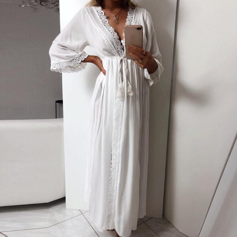 Plage Pareo Beach Dress Women Tunics Long Maxi Dress Bikini Cover Up Lace Up Robe De Plage Beach Outing Ladies Vestidos Playa, White
Plage Pareo Beach Dress Women Tunics Long Maxi Dress Bikini Cover Up Lace Up Robe De Plage Beach Outing Ladies Vestidos Playa, White
