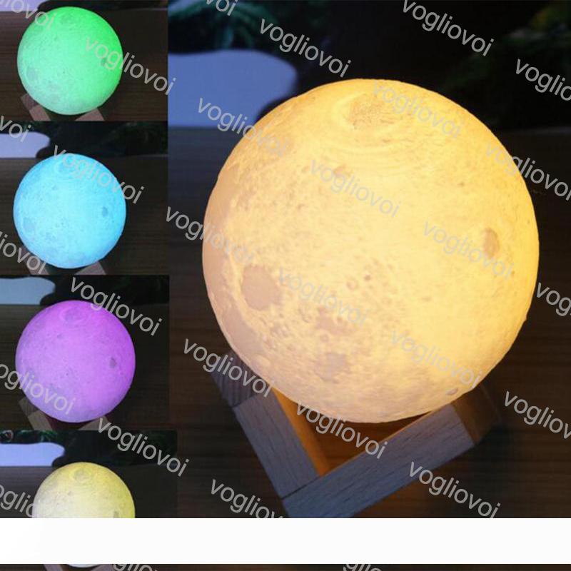 Lune lampe LED d'impression 3D Night Light 10cm 12cm 13cm 15cm 18cm 20cm magique lune LED lampe USB rechargeable bureau DHL