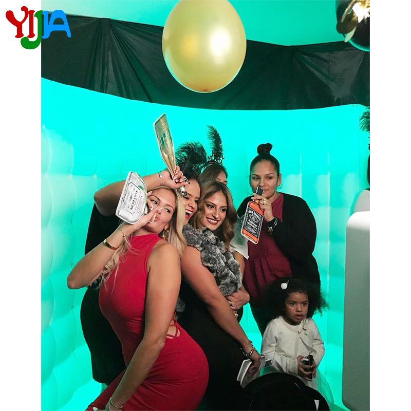 Multi LED Color changing 10ft Wedding Party Photo Booth backdrop Inflatable Wall With LED Strips Top and Bottom wall Sales