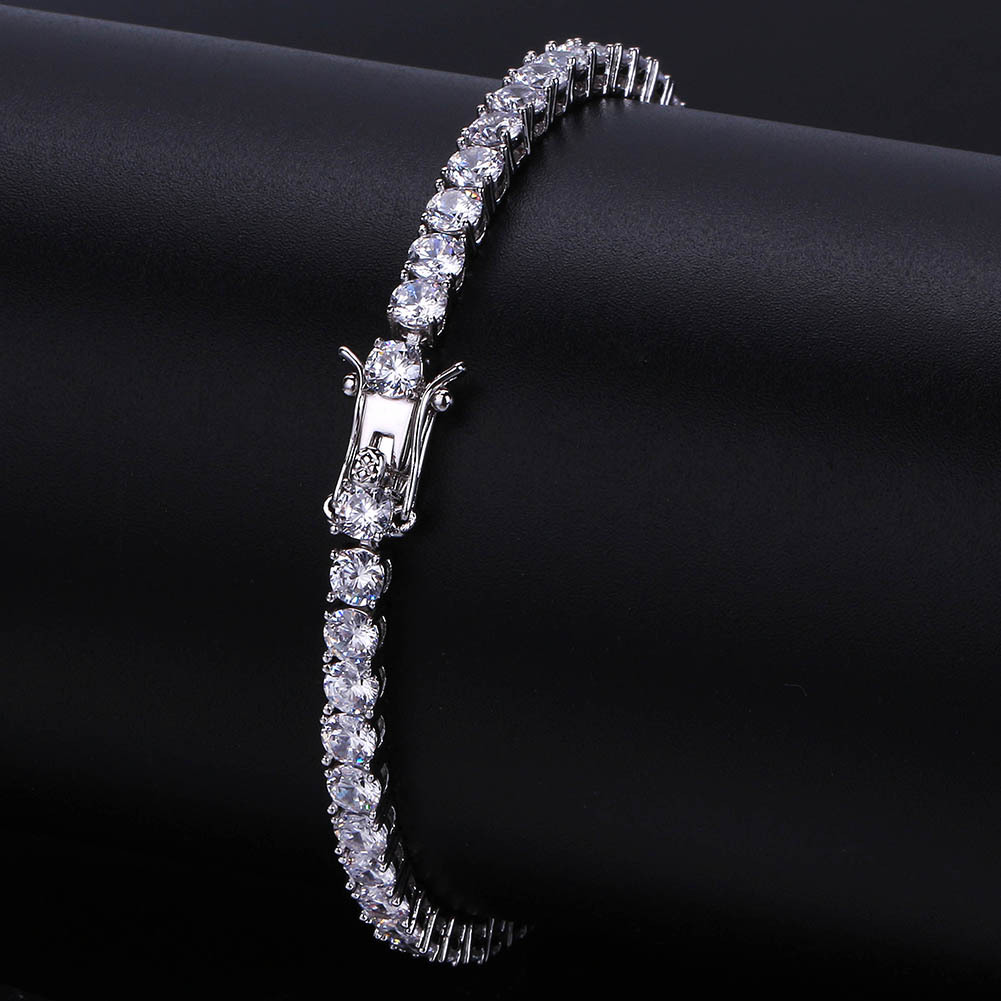 Mens Iced Out Tennis Chain Gold Silver Bracelet Fashion Hip Hop Bracelets Jewelry 345mm 78inch