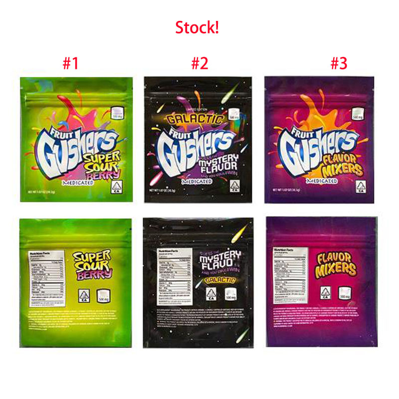 Empty Sour Gushers Exotic Mylar Bag 500MG Edibles Packaging Galrctic Medicated Super Sour Berry Mixers Smellproof Dustproof Bags Skittles
Empty Sour Gushers Exotic Mylar Bag 500MG Edibles Packaging Galrctic Medicated Super Sour Berry Mixers Smellproof Dustproof Bags Skittles
