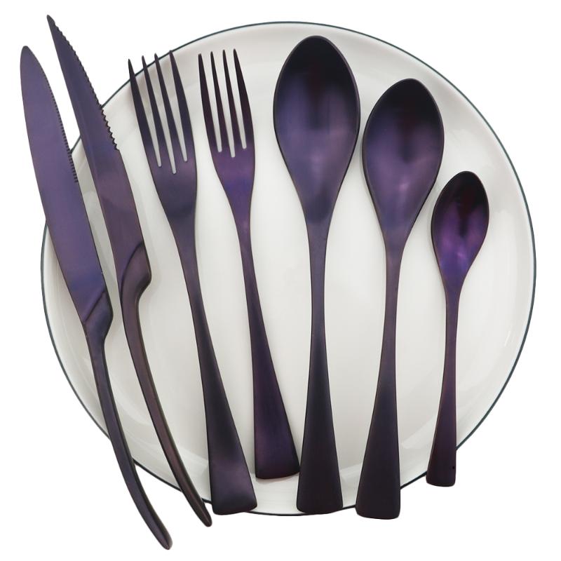 Purple Restaurant Reusable Dinnerware Set High Quality Metal Flatware Set Stainless Steel Kitchen Tableware Knife Fork Spoon 
Purple Restaurant Reusable Dinnerware Set High Quality Metal Flatware Set Stainless Steel Kitchen Tableware Knife Fork Spoon