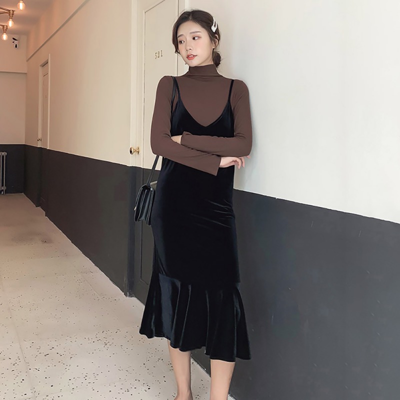 Blackday Hot Sale Women Simple Wild Solid Color Sling Fishtail Dress Gold Velvet Sexy Slim Sling Fishtail Dress For Autumn Winter New, Black
Blackday Hot Sale Women Simple Wild Solid Color Sling Fishtail Dress Gold Velvet Sexy Slim Sling Fishtail Dress For Autumn Winter New, Black
