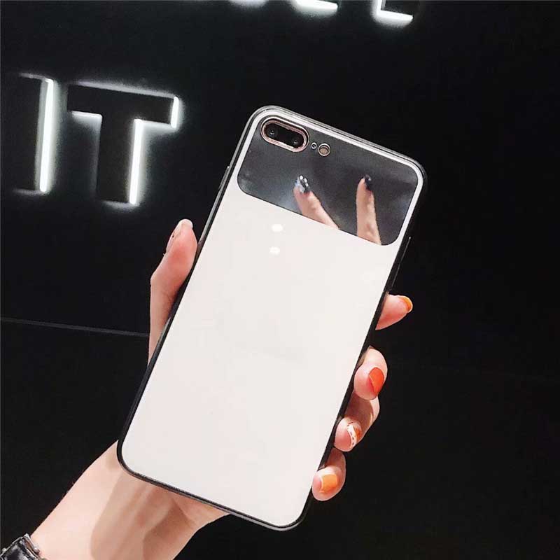 Fashion Silicone Phone Case for IPhone XSMAX XR X/XS 7/8 7Plus/8Plus Popular Protective Mirror Glass Back Cover 2 Colors