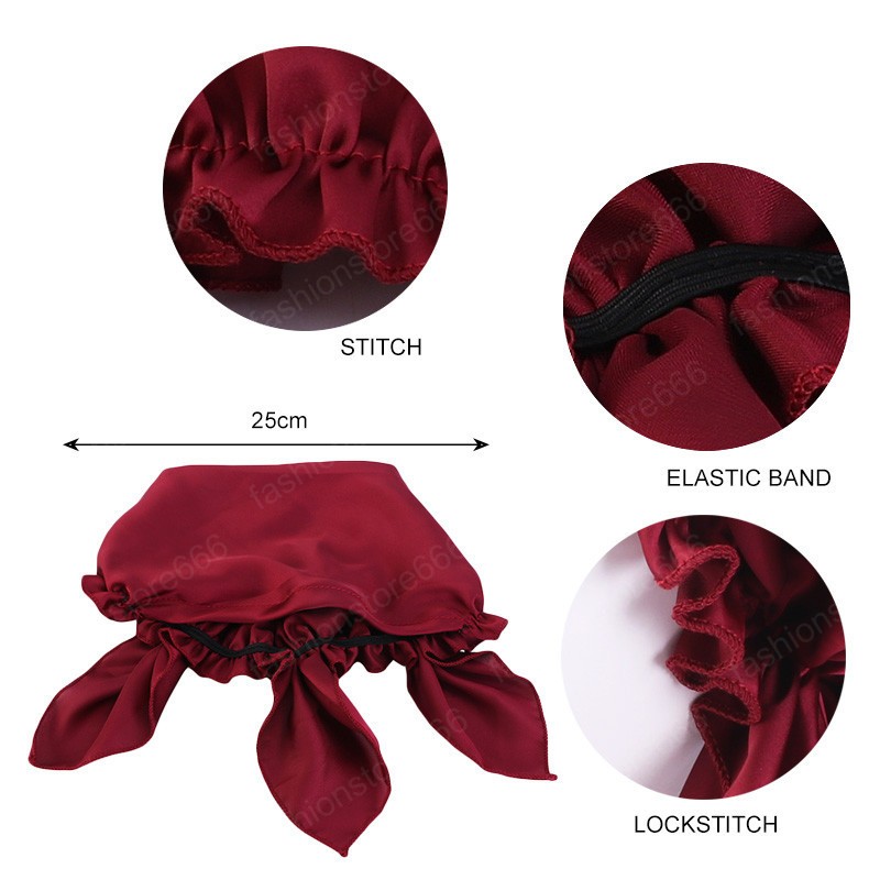 Satin Turban Muslim Women Beanie Elastic Bonnet Hair Loss Hat Head Scarf Chemo Sleeping Cap Hat Hair Care Nightcap Cover Solid