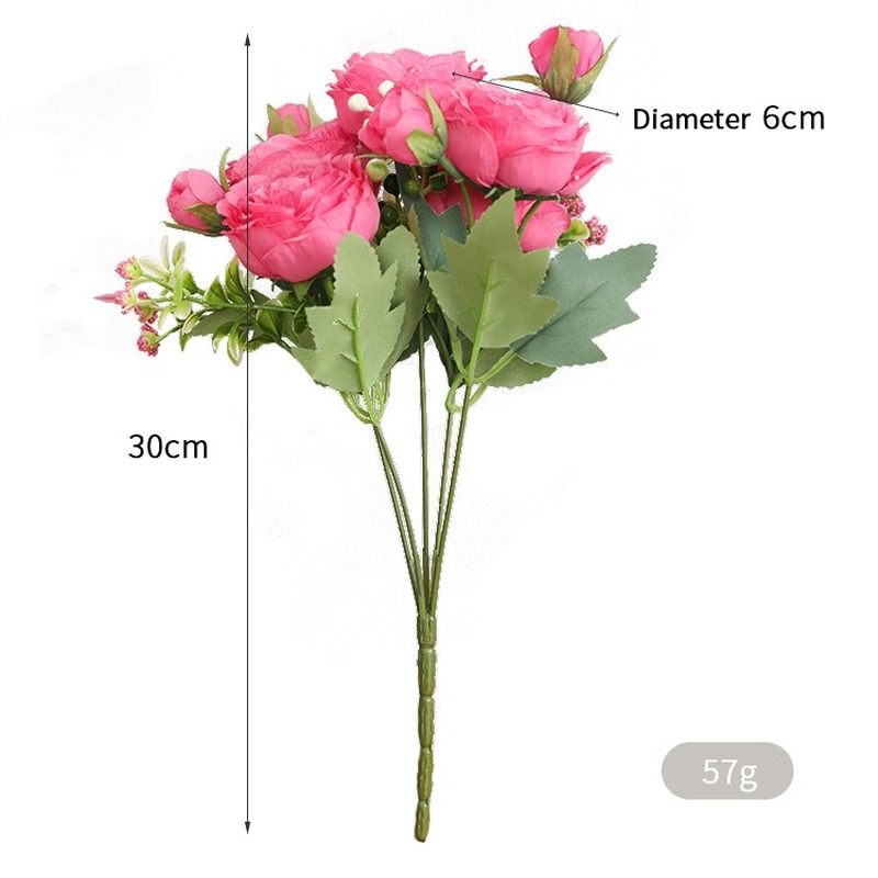 Fleurs Artificielles En Soie Haute Qualite 5 Rose Artificielle Avec Tige Restaurant Room Wedding Decoration Simulation Bouquet