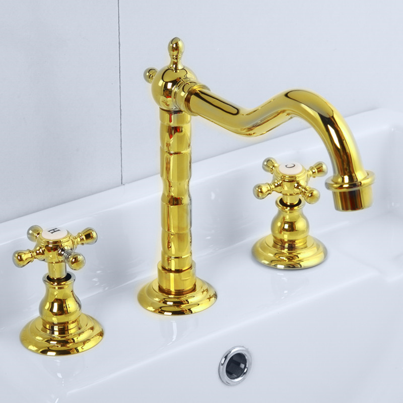 Bathroom Basin Faucets Solid Brass Sink Mixer Tap Hot & Cold Deck Mounted Widespread Type Bathtub Faucet Dual Handle 3 Hole Gold
Bathroom Basin Faucets Solid Brass Sink Mixer Tap Hot & Cold Deck Mounted Widespread Type Bathtub Faucet Dual Handle 3 Hole Gold