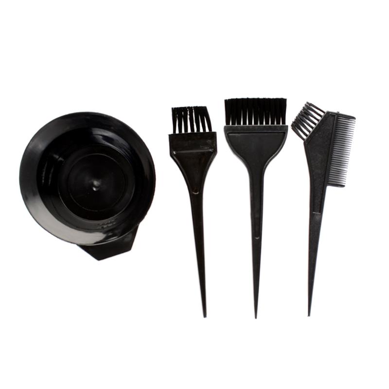 

4PCS Hairdressing Salon Coloring Tools Set Hair Color Mixing Kit Hair Dyeing Tint Brush Comb Bowl Whisk Dye DIY Tool