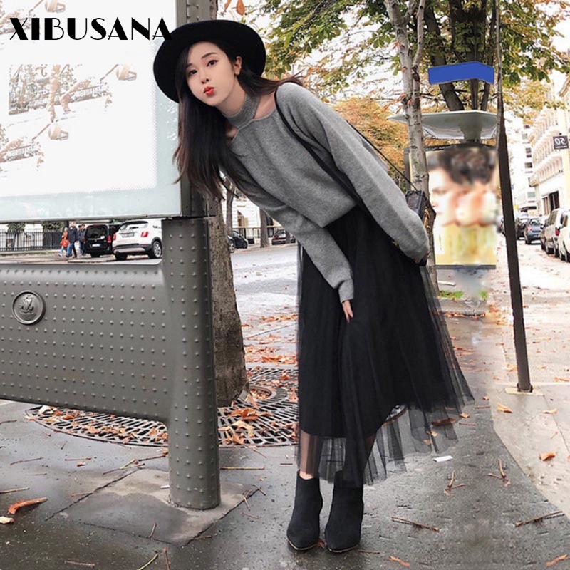 XIBUSANA 2020 Autumn New Two Piece Set Top and Dress Long Sleeve Vintage Solid Color Sweater Women Skirt Suit Comfortable Casual, Black skirt
XIBUSANA 2020 Autumn New Two Piece Set Top and Dress Long Sleeve Vintage Solid Color Sweater Women Skirt Suit Comfortable Casual, Black skirt