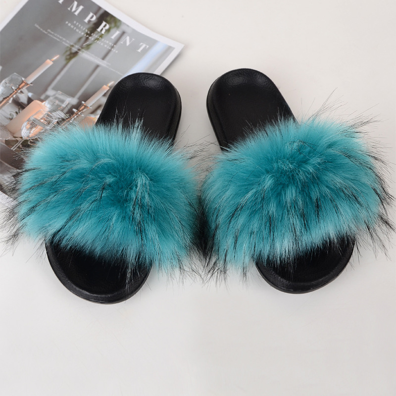 Summer Women Slippers Imitation fox fur plush slippers imitation raccoon fur non-slip flip flops Flat Slides Fashion Slip, Black
Summer Women Slippers Imitation fox fur plush slippers imitation raccoon fur non-slip flip flops Flat Slides Fashion Slip, Black