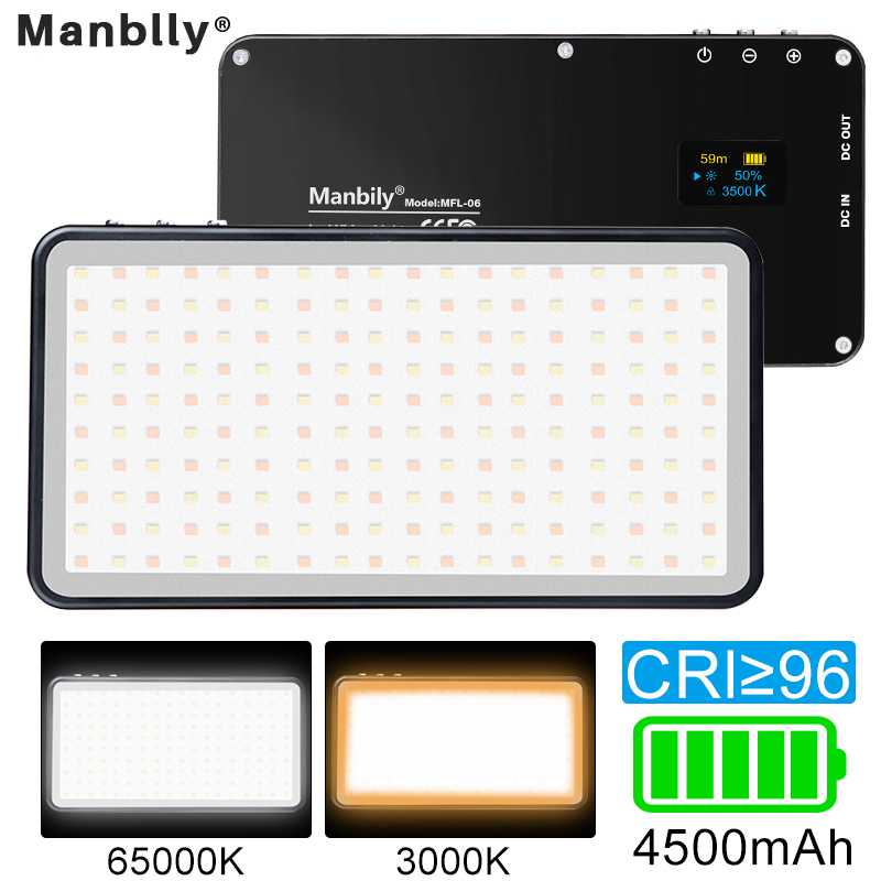 Manbily MFL-06 LED Video Light Rechargeable 4500mAh Dimmable 3000K-6500K Fill Light For SLR Camera photography Smartphone
Manbily MFL-06 LED Video Light Rechargeable 4500mAh Dimmable 3000K-6500K Fill Light For SLR Camera photography Smartphone