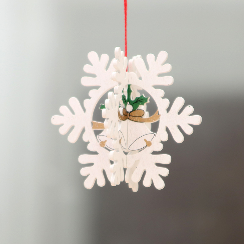 Wood Ornaments tree heart snowflake Jingle Bell Hangs Christmas Decorations Hotel Home decor