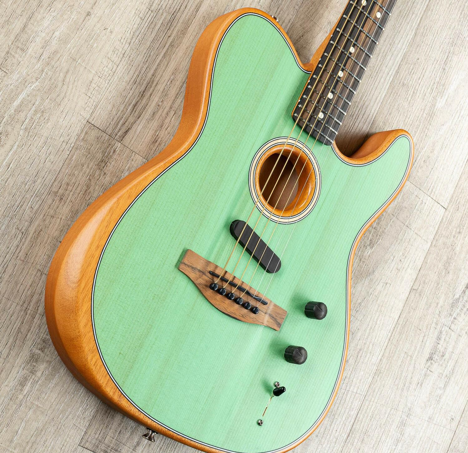 In Stock Acoustasonic Tele Sonic Green Electric Guitar Polyester Satin Matte Finish, Spurce Top, Dot Inlay, Black Hardware
In Stock Acoustasonic Tele Sonic Green Electric Guitar Polyester Satin Matte Finish, Spurce Top, Dot Inlay, Black Hardware