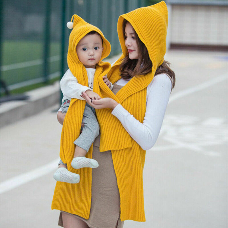 Baby Women Scarf Winter Hooded Poncho With Hats Warm Scarves Knitted Earflap Wraps Solid Crochet Long Scarves for Mother Girl, Kid black
Baby Women Scarf Winter Hooded Poncho With Hats Warm Scarves Knitted Earflap Wraps Solid Crochet Long Scarves for Mother Girl, Kid black