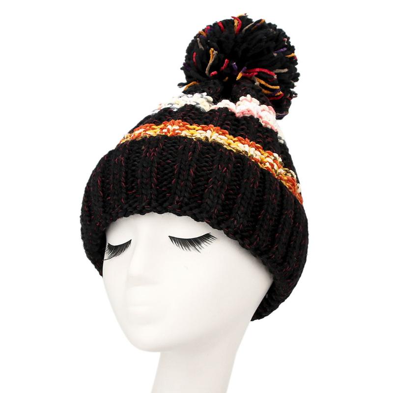 Fashion Women's hat Warm Solid Thicken Wool Hat Stripe Knit Windproof Cap 2020 Autumn winter new patchwork for women Y10.21, Bk 
Fashion Women's hat Warm Solid Thicken Wool Hat Stripe Knit Windproof Cap 2020 Autumn winter new patchwork for women Y10.21, Bk