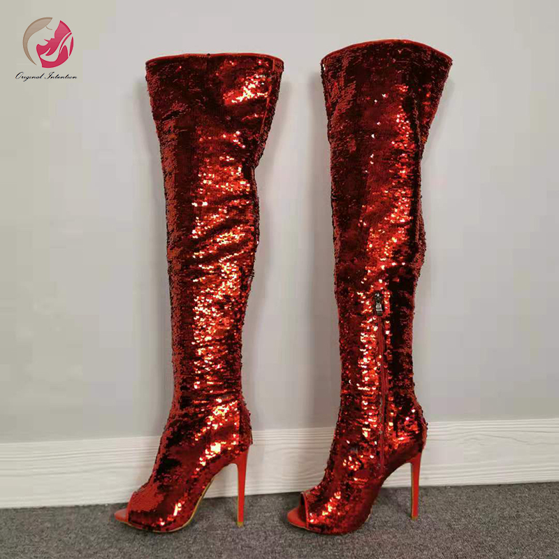 Original Intention New Fashion Sequins Red Thigh High Boots Woman Peep Toe Stiletto High Heels Gorgeous Party Shoes Female Sexy, Ef8087 red
Original Intention New Fashion Sequins Red Thigh High Boots Woman Peep Toe Stiletto High Heels Gorgeous Party Shoes Female Sexy, Ef8087 red