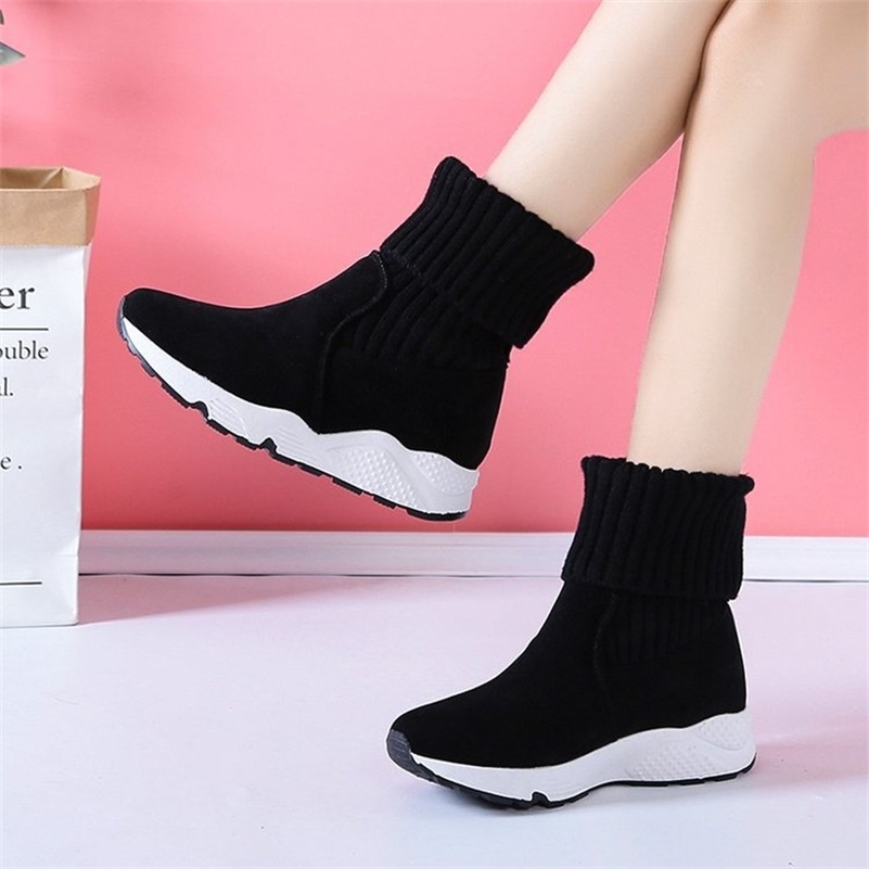 Fujin Platform Fur Flock Suede Warm Shoes Women 2020 Winter Boots Fashion Breathable Plush Snow Sneakers 200916