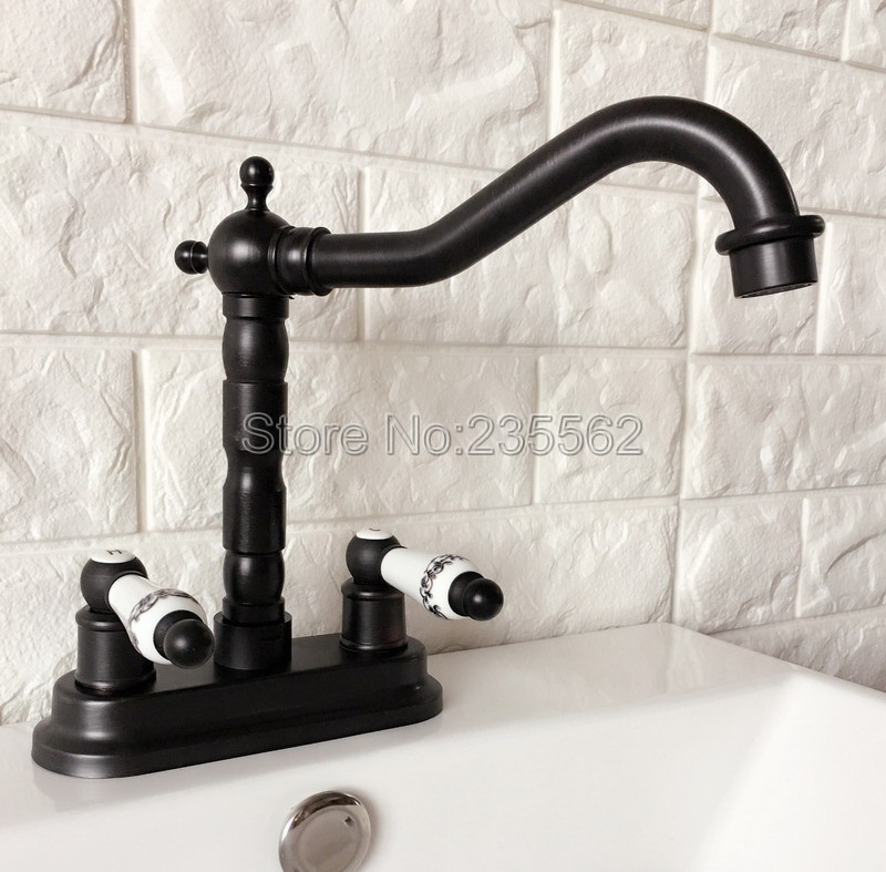 Black Oil Rubbed Brass Double Handle 4" Centerset 2 Holes Kitchen Bathroom Faucet Basin Sink Mixer Tap Lhg070
Black Oil Rubbed Brass Double Handle 4" Centerset 2 Holes Kitchen Bathroom Faucet Basin Sink Mixer Tap Lhg070