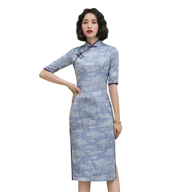 Shanghai Story Half Sleeve Chinese Traditional Dress Faux Silk Cheongsam Knee Length Qipao with Lining
Shanghai Story Half Sleeve Chinese Traditional Dress Faux Silk Cheongsam Knee Length Qipao with Lining