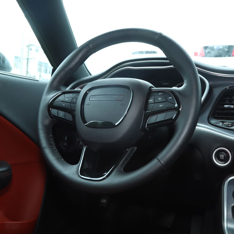 Black ABS Car Steering Wheel Trim Emblem Kit Sticker Decoration Cover for Dodge Charger 2015+ Interior Accessories