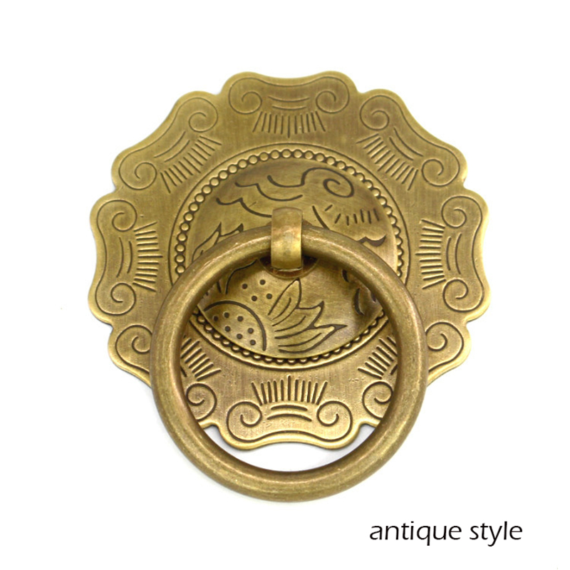 carving Chinese antique drawer circle knob furniture door handle hardware Classical wardrobe cabinet shoe closet cone vintage pull ring