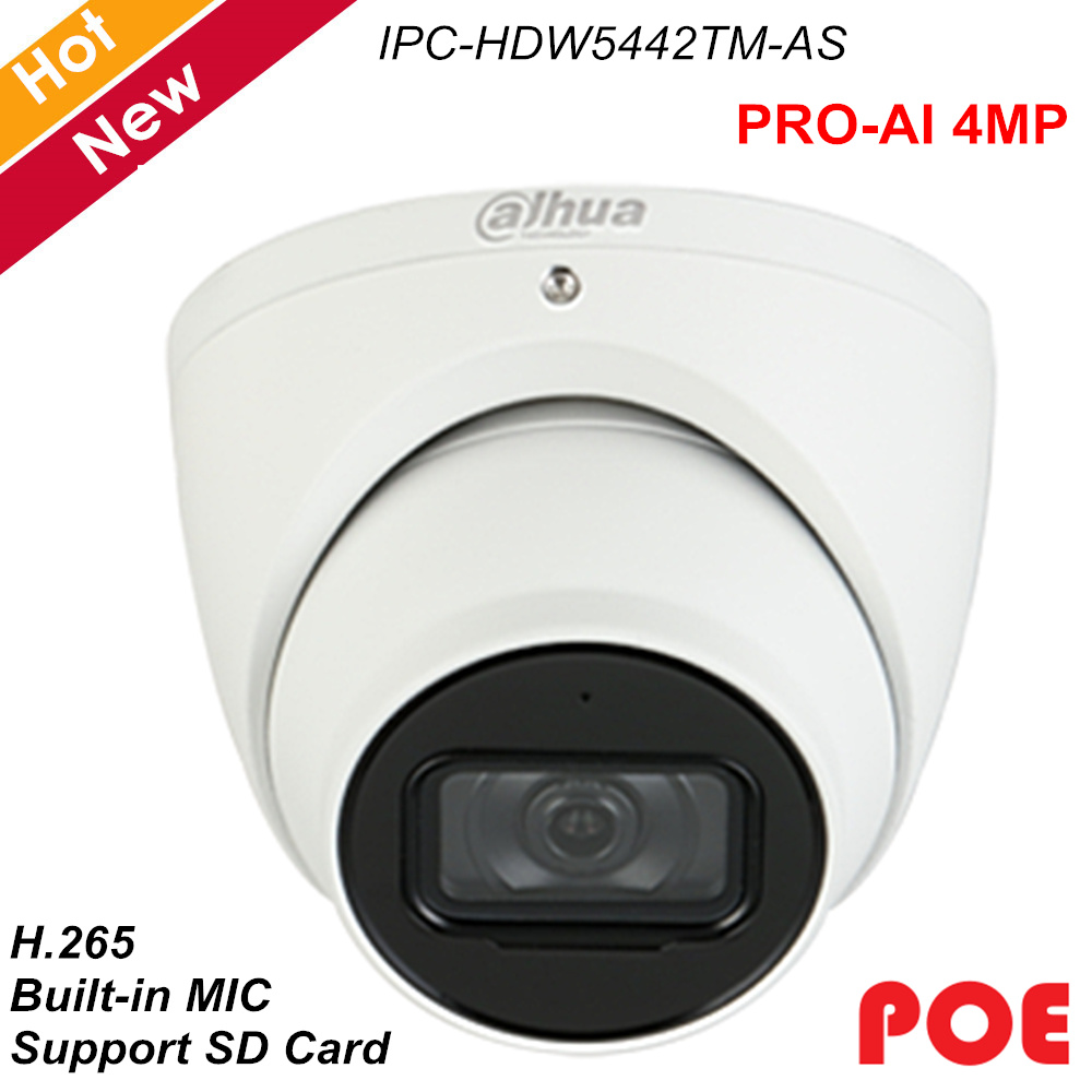 IP Camera Waterproof Network Camera 4MP Built-in MIC 2.8mm 3.6mm 6mm Optional H.265 2 IR Leds POE IPC-HDW5442TM-AS
IP Camera Waterproof Network Camera 4MP Built-in MIC 2.8mm 3.6mm 6mm Optional H.265 2 IR Leds POE IPC-HDW5442TM-AS