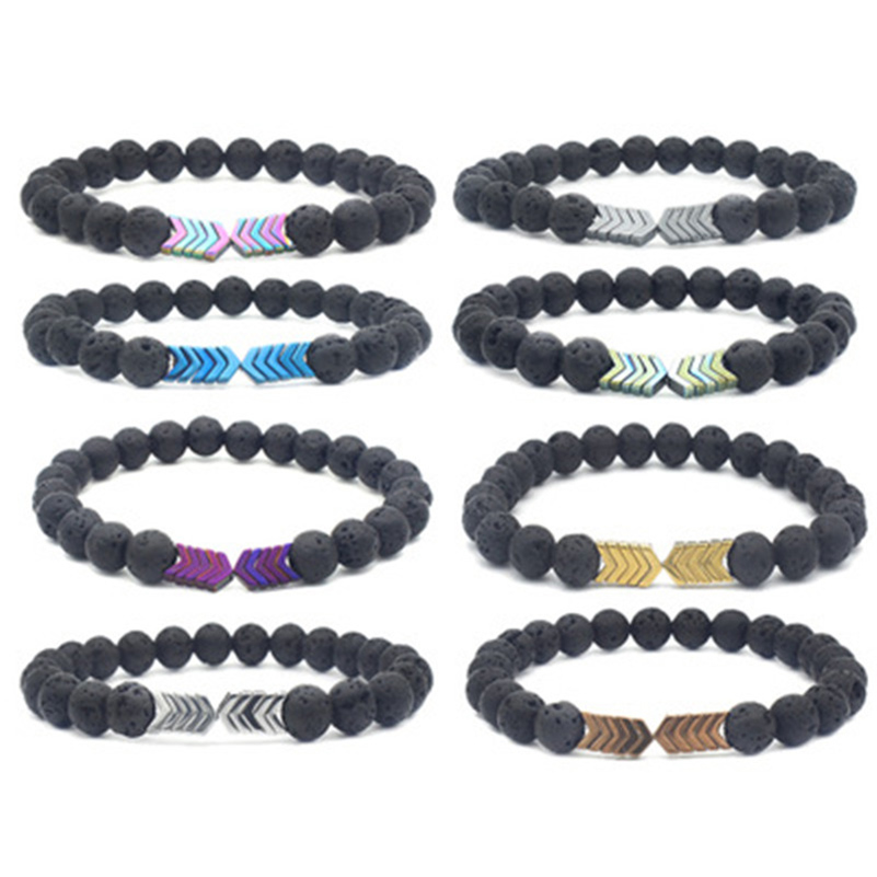 Lava Stone Beaded Strands Bracelets arrow Natural Black Essential Oil Diffuser Elastic Bracelet Volcanic Rock mens Fashion jewelry
Lava Stone Beaded Strands Bracelets arrow Natural Black Essential Oil Diffuser Elastic Bracelet Volcanic Rock mens Fashion jewelry