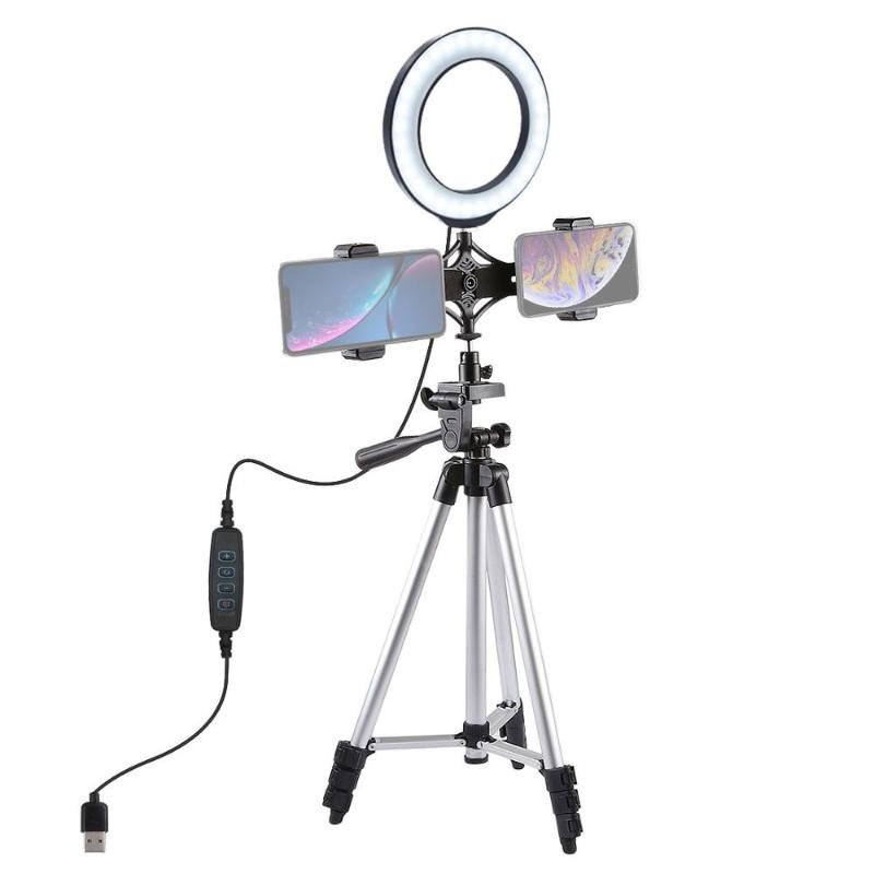 1.27M Aluminium Tripod+6.2"/16cm LED Ring Light + Dual Phone Clip Holder Bracket For Makeup Vlog Youtube Video TikTok LiveStream
1.27M Aluminium Tripod+6.2"/16cm LED Ring Light + Dual Phone Clip Holder Bracket For Makeup Vlog Youtube Video TikTok LiveStream