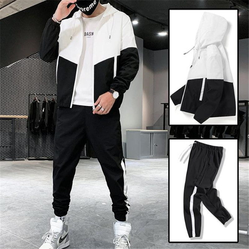 Autumn New Men Sweatsuits Street Style Contrast Color Long Sleeve Hooded Cardigan Pants Sets Casual Men Sportswear, Gray
Autumn New Men Sweatsuits Street Style Contrast Color Long Sleeve Hooded Cardigan Pants Sets Casual Men Sportswear, Gray
