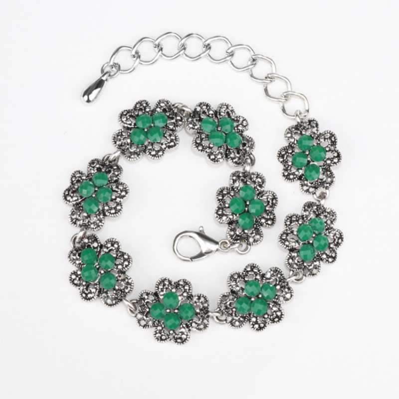 FYJS Unique Silver Plated Alloy Link Chain Flower Green Resin Bracelet for Anniversary Gift Jewelry
FYJS Unique Silver Plated Alloy Link Chain Flower Green Resin Bracelet for Anniversary Gift Jewelry