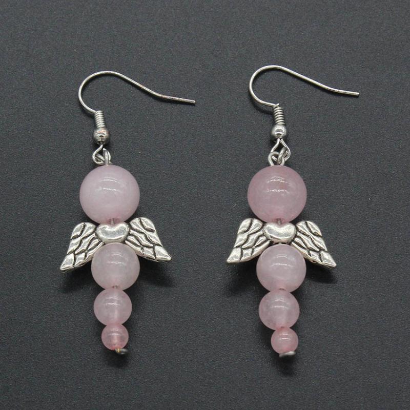 xinshangmie Natural Rose Pink Quartz Red Onyx Black Agates Bead Angel Drop Earrings Silver Plated Woman's Fashion Earrings 
xinshangmie Natural Rose Pink Quartz Red Onyx Black Agates Bead Angel Drop Earrings Silver Plated Woman's Fashion Earrings