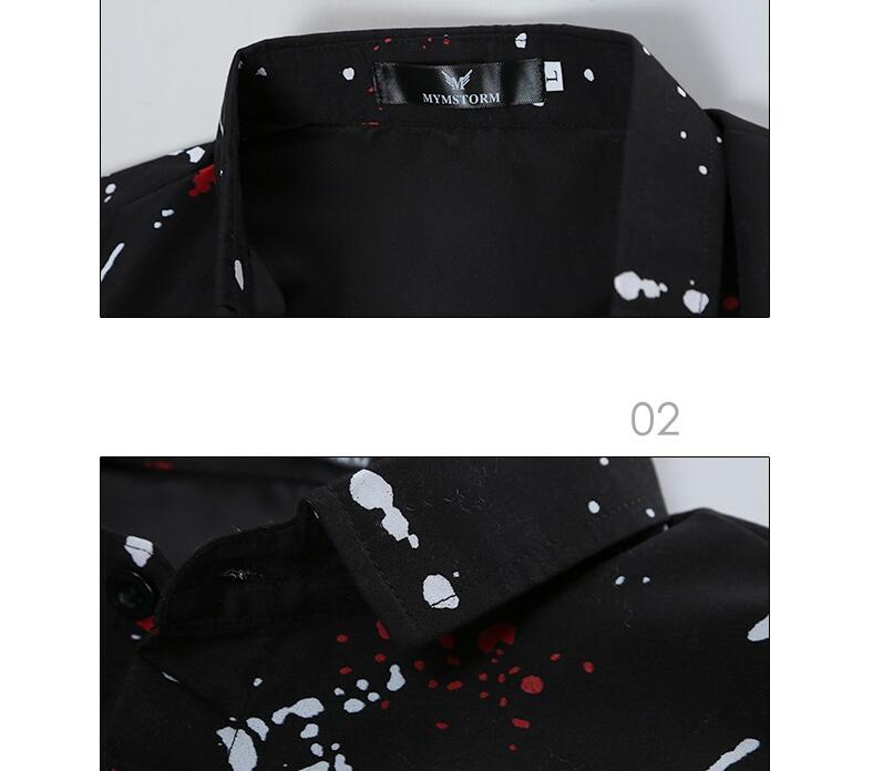 Fashion-Casual Shirt Men Spring Long Sleeve Tops High Quality Printing Men Slim Fit Chemise Social Shirt 2017 White