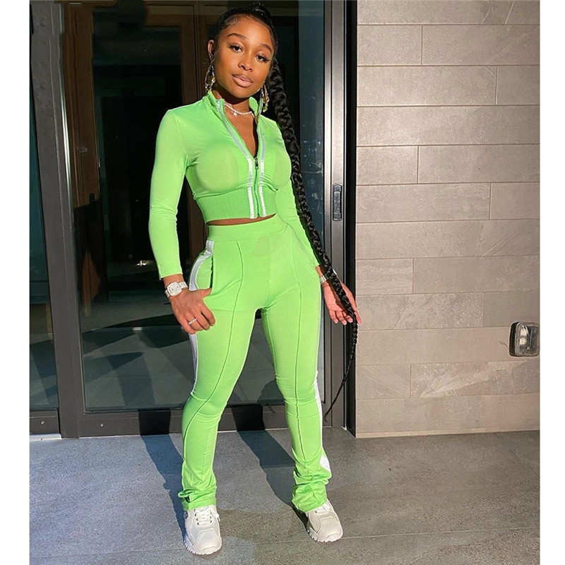 2020 Woman Autumn Casual Two Piece Set Female Sexy Outfits Crop Top with Pants Women Matching Tracksuit, Green
2020 Woman Autumn Casual Two Piece Set Female Sexy Outfits Crop Top with Pants Women Matching Tracksuit, Green
