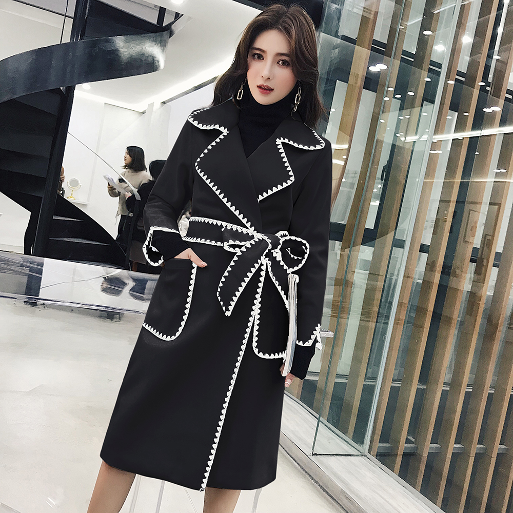 2020 Autumn And Winter New Casual Fashion Women Jacket Loose Plus Long Sleeves Lapel Trench Double-breasted Decoration Coat T200828