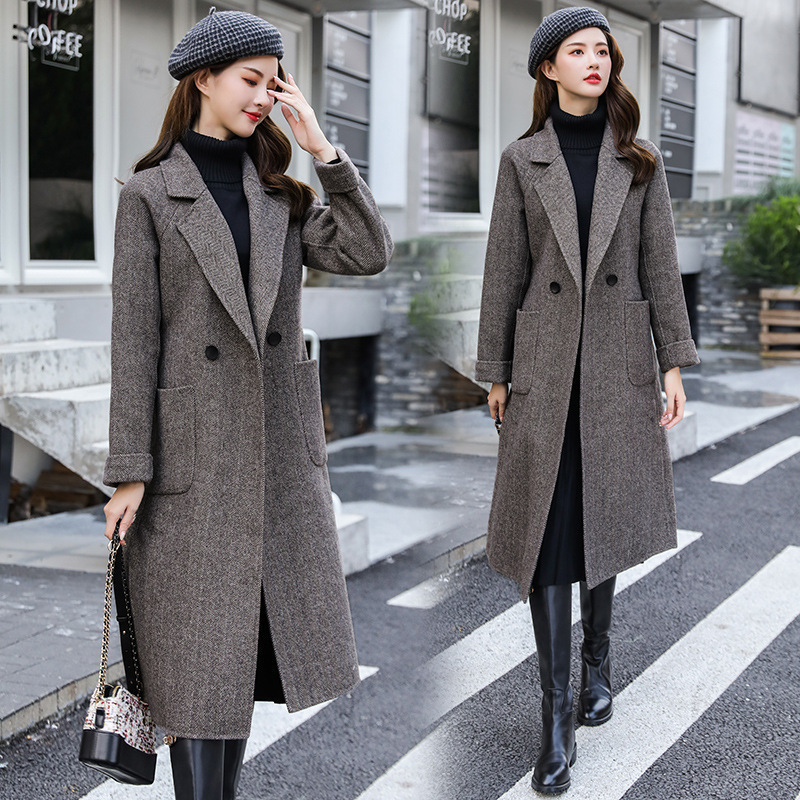 Korea long coat for 2020 fashion new Woolen Loose Coat Long Self-cultivation notched collar sleeve topcoat with belt YH71, Picture color 
Korea long coat for 2020 fashion new Woolen Loose Coat Long Self-cultivation notched collar sleeve topcoat with belt YH71, Picture color