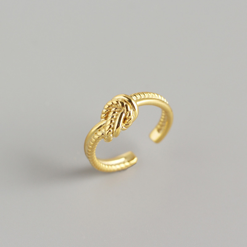 New design 925 sterling silver vintage jewelry minimalism hand-made designer women's knot adjustable rings Japanese South korea style