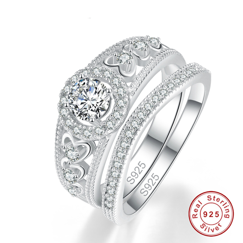 Round White Cubic Zirconia Bridal Set Rings Heart Authentic 925 Sterling Silver Rings Fine Jewelry For Women Gift
Round White Cubic Zirconia Bridal Set Rings Heart Authentic 925 Sterling Silver Rings Fine Jewelry For Women Gift