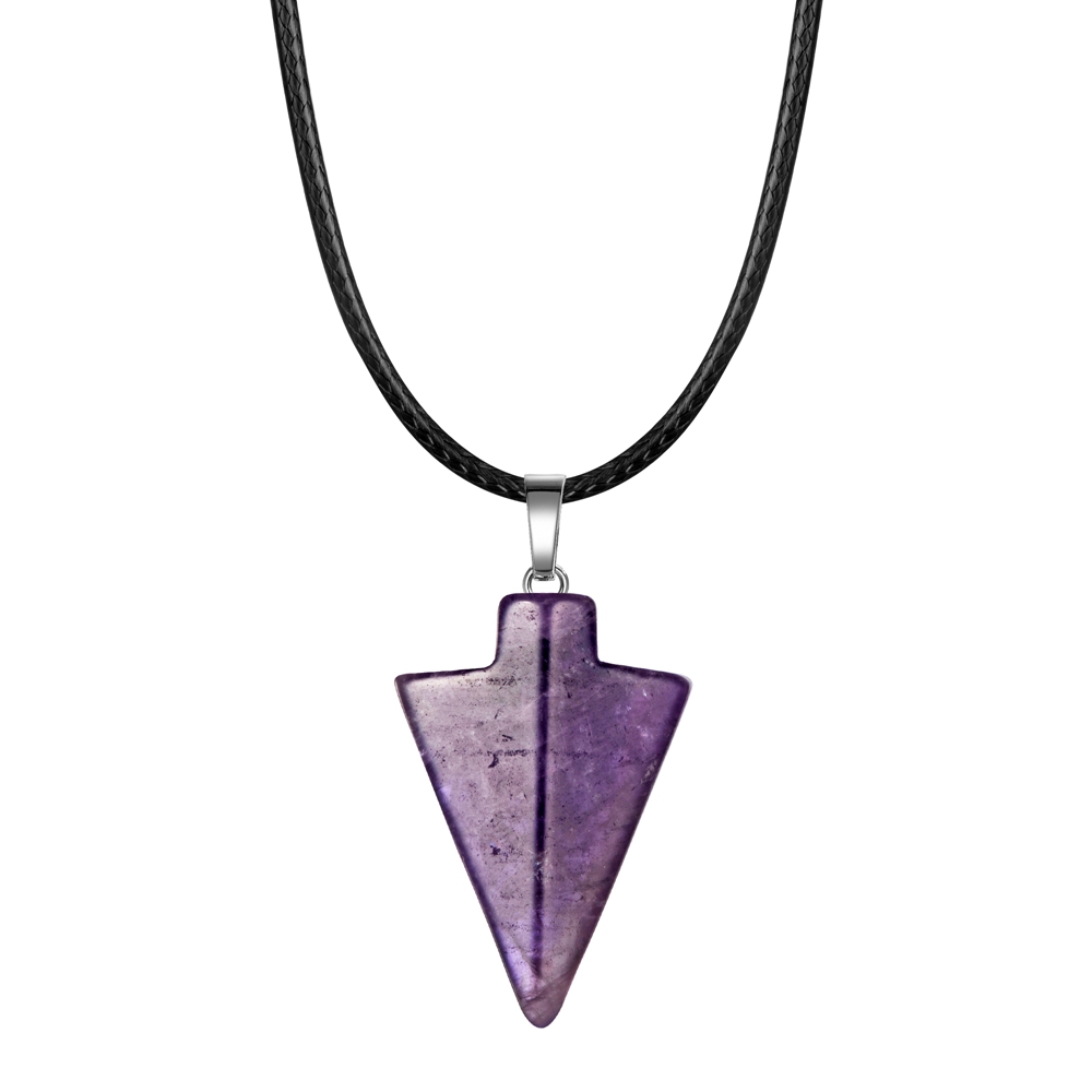 12PCS Stone Arrow Head Pendant Necklace for Women Men Arrowhead Healing Point Lucky Chakra Healing Charm Crystal Jewelry