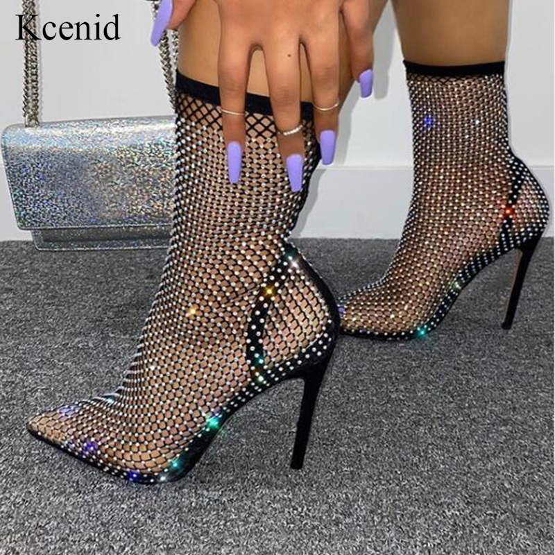 Kcenid Sexy rhinestone mesh slip on high ankle shoes for women pointed toe thin high heels party shoes stretch socks boots women, Black
Kcenid Sexy rhinestone mesh slip on high ankle shoes for women pointed toe thin high heels party shoes stretch socks boots women, Black