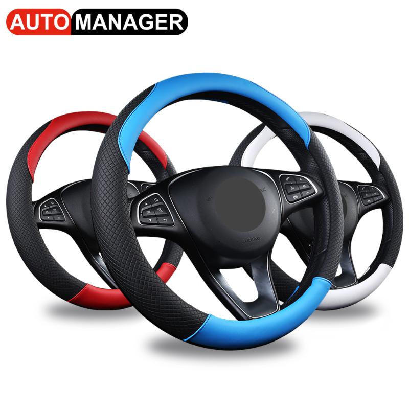 Automobile Steering Wheel Cover Car Leather Steering Covers for Most Cars 15 inch 38cm Steering-Wheel Protector
Automobile Steering Wheel Cover Car Leather Steering Covers for Most Cars 15 inch 38cm Steering-Wheel Protector