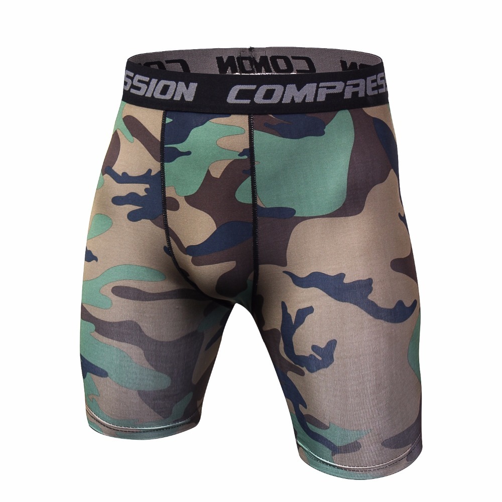 Fashion Fitness Compression Shorts Men Solid High Elasticity Skinny Base Layer Short Pants MMA Bodybuilding Men Shorts MX200815